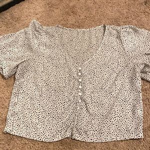 Polka dot white button up blouse